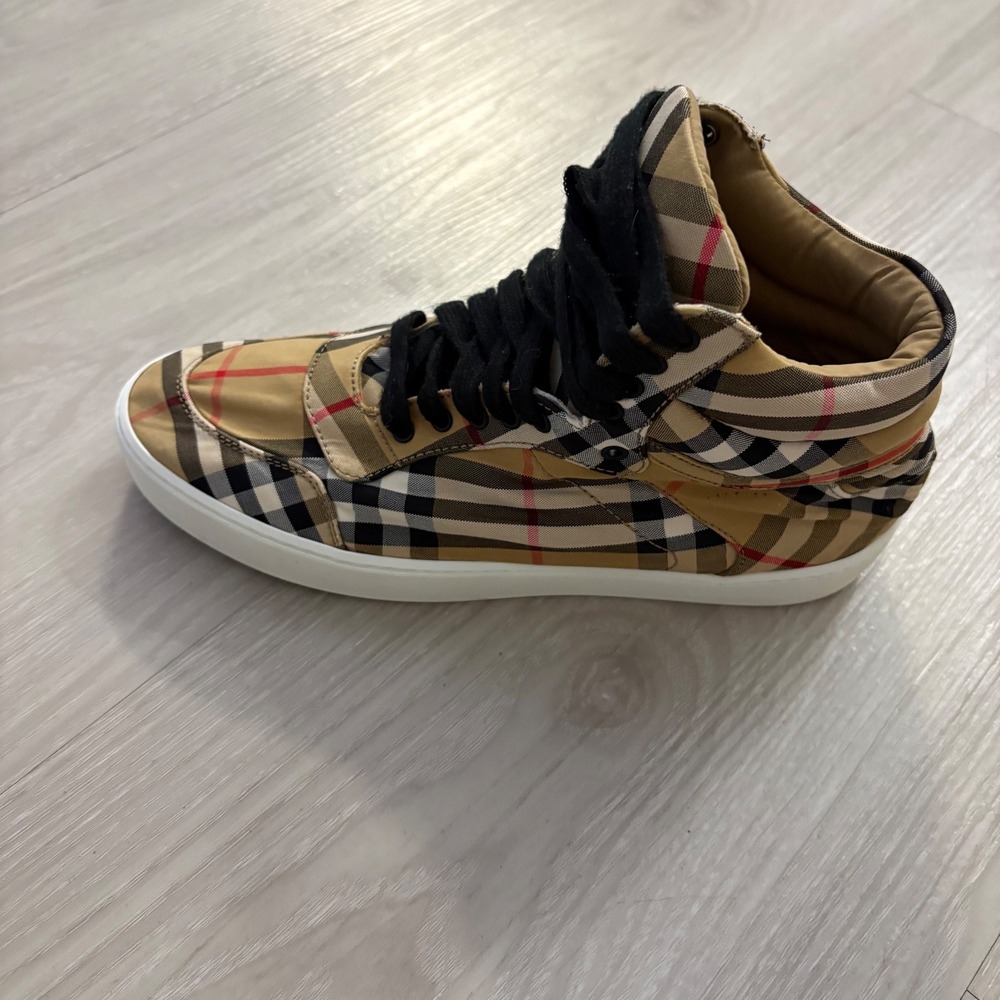 Burberry Shoe Women Vintage Check High Sneakers Tan Black ITLEOSH074CAS IT 38 - Picture 5 of 16